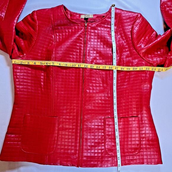 Valerie Stevens Womens XL Red Full Zip Jacket Lined 2 Front Pockets Round Neck - Picture 6 of 7